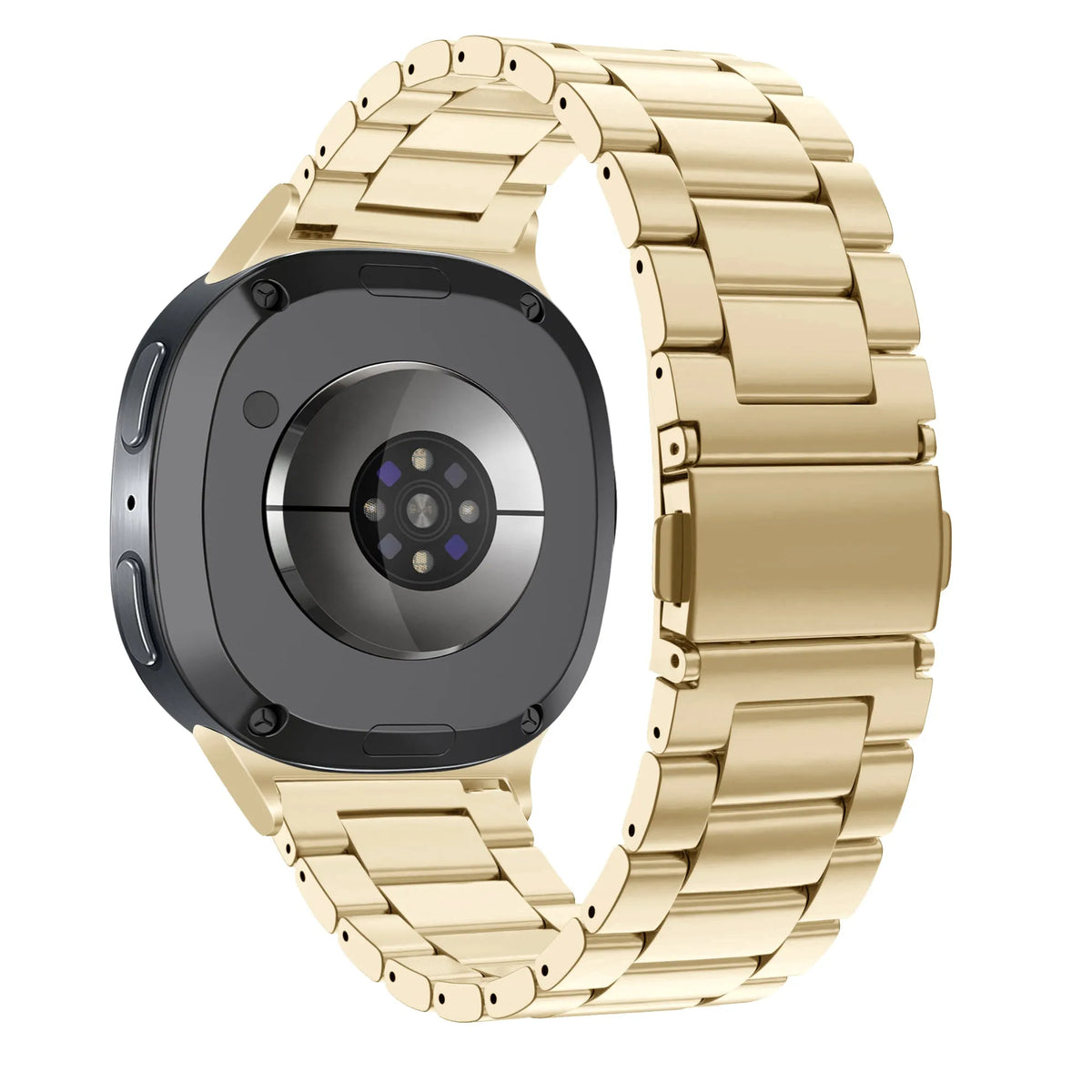 Steel Strap 'Classic', retro gold, on a watch, 3/4 rear view