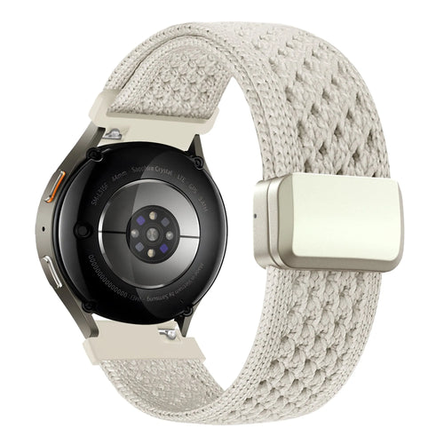 Vintage Nylon Strap, starlight, on a watch, 3/4 rear view
