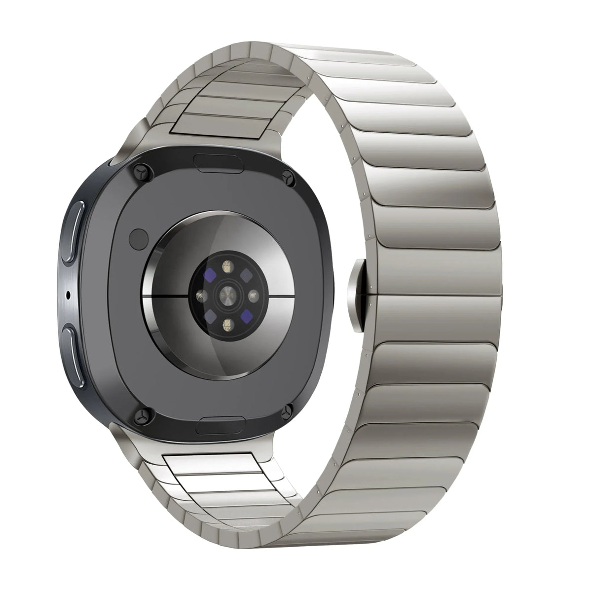 Steel Strap 'One Bead', titanium, on a watch, 3/4 rear view