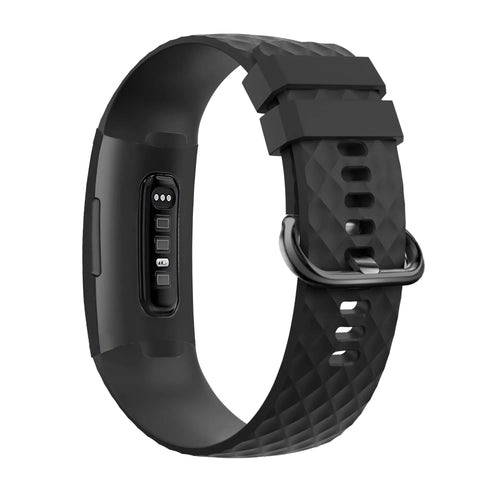 Silicone Strap 'Classic', black, on a watch, 3/4 rear view