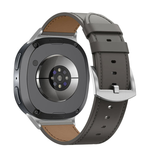 Leather Strap 'Classic', dark grey, on a watch, 3/4 rear view
