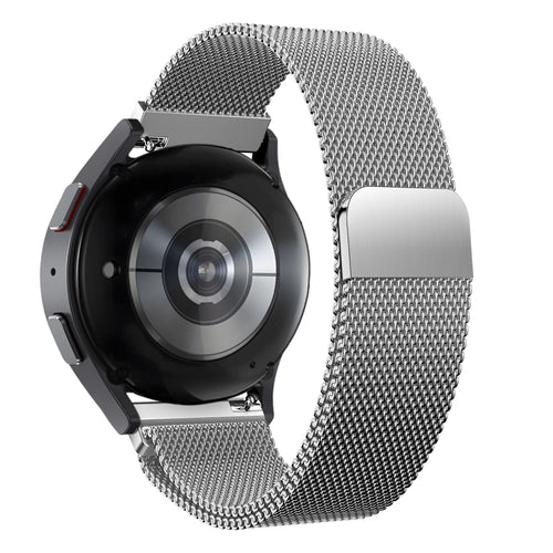 Milanese Loop Strap, black, on a watch, 3/4 rear view