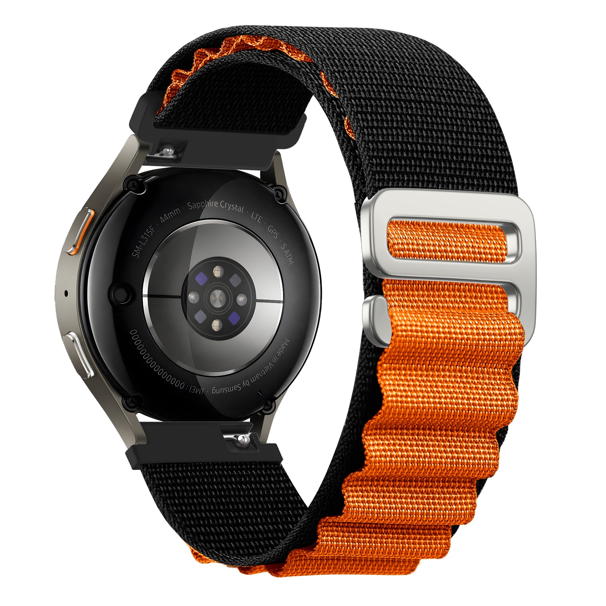Bandz Samsung Galaxy Watch 4 Classic 46mm Alpine Nylon Strap (Black/Orange)