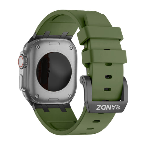 Bandz Apple Watch Ultra Silicone Strap 'Luxe Liquid' (Green with Black)