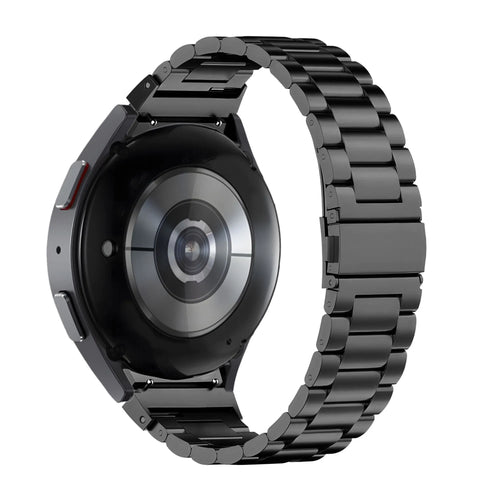 Steel Strap 'Classic', black, on a watch, 3/4 rear view