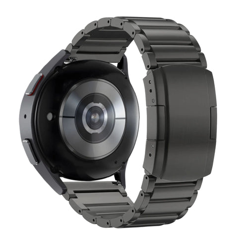 Titanium Strap 'Classic', black, on a watch, 3/4 rear view