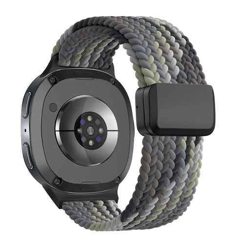 Nylon Braided Strap 'Easy Fit', slate, on a watch, 3/4 rear view