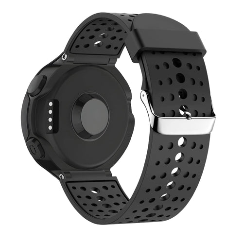 Silicone Strap 'Classic', black, on a watch, 3/4 rear view
