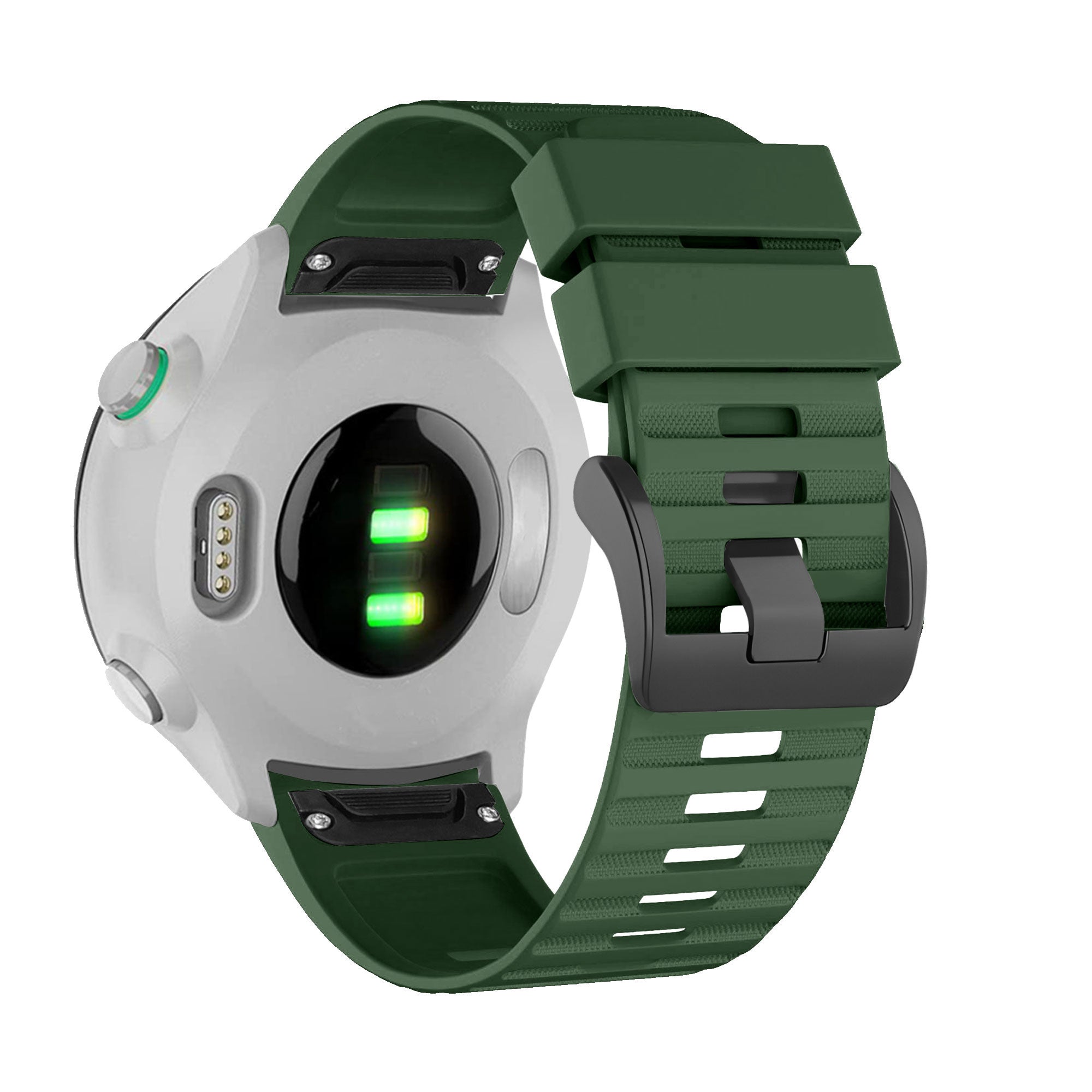 Bandz Garmin Quatix 8 - 51mm Buckled Silicone Strap (Dark Green)