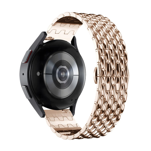 Steel Strap 'Dragon', rose gold, on a watch, 3/4 rear view