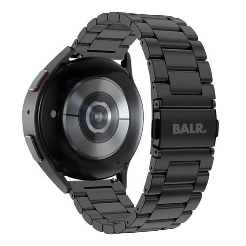 Steel Strap, black, on a watch, 3/4 rear view
