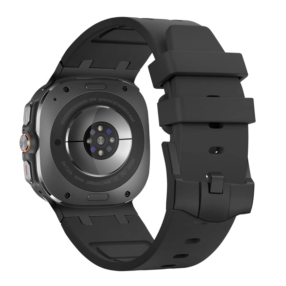 Silicone Strap 'Luxe Liquid', on a watch, 3/4 rear view