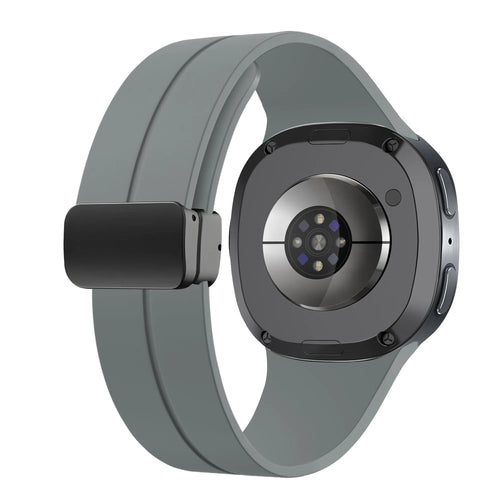 D-Buckle Silicone Strap, dark grey, on a watch, 3/4 rear view