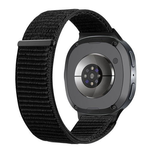 Nylon Strap, black, on a watch, 3/4 rear view