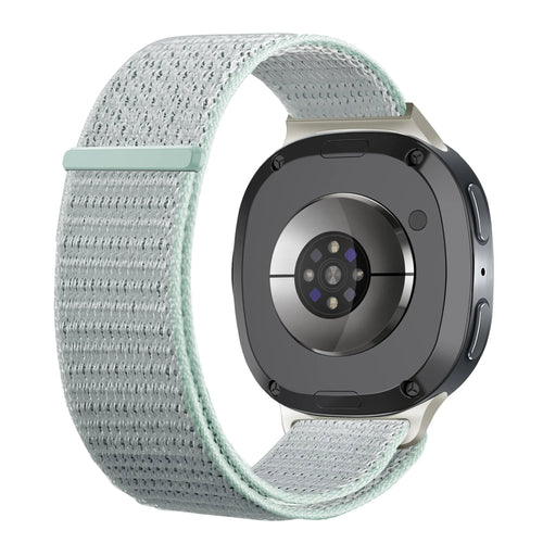 Nylon Strap, light cyan, on a watch, 3/4 rear view