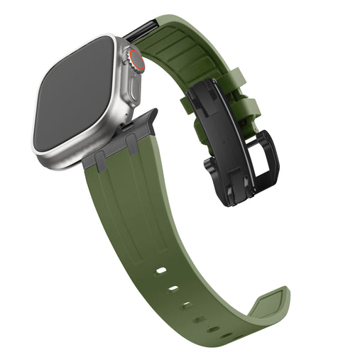 Bandz Apple Watch Ultra Silicone Strap 'Luxe Liquid' (Green with Black)
