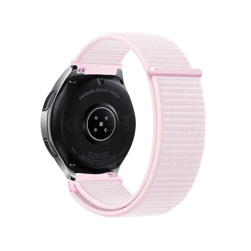 Nylon Strap, light pink, on a watch, 3/4 rear view