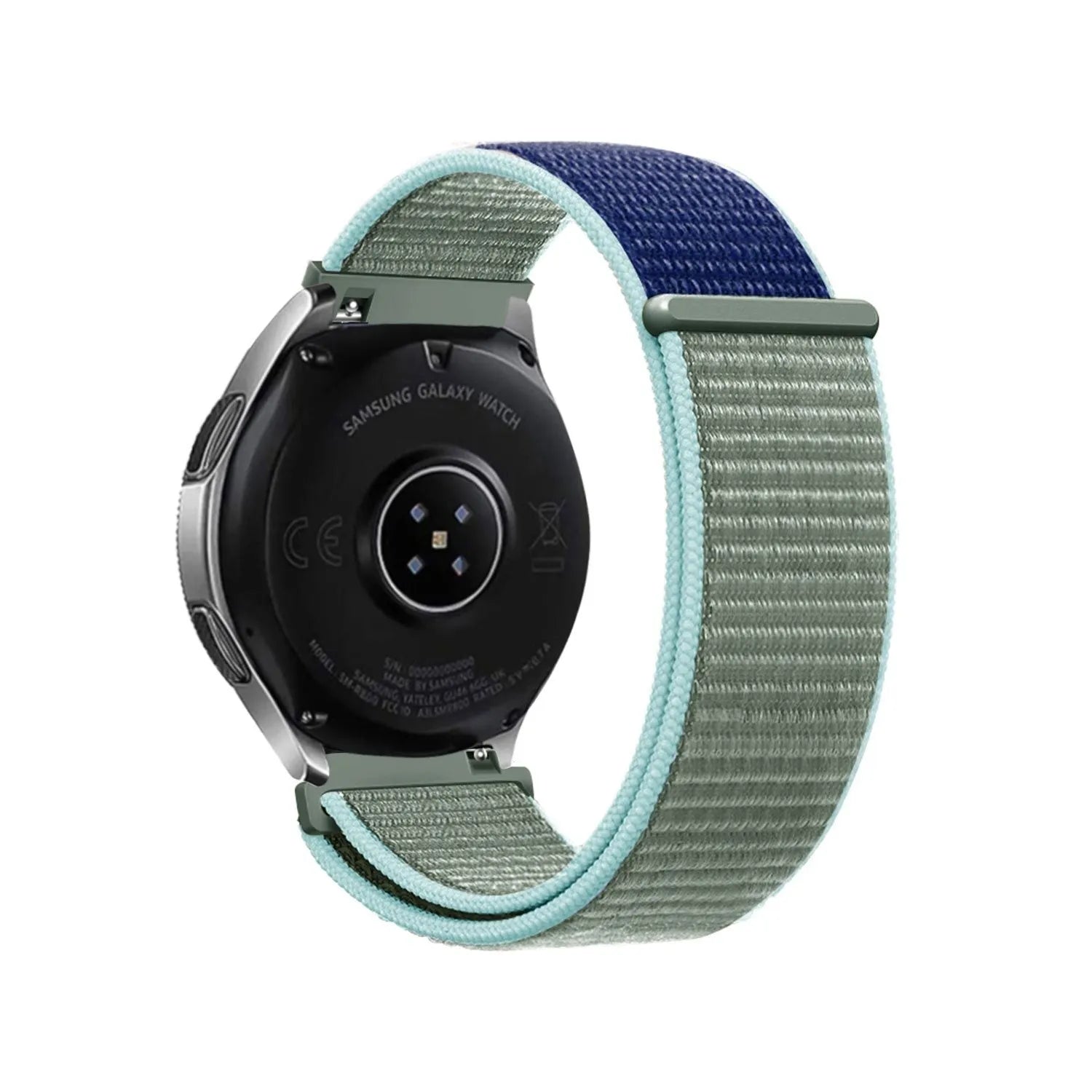 Nylon Strap, khaki, on a watch, 3/4 rear view