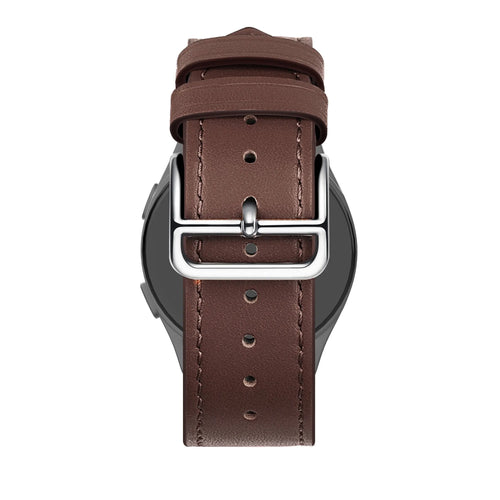 Leather Strap 'Deluxe', brown, on a watch, 3/4 rear view