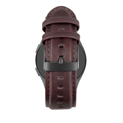 Leather Strap 'Classic', dark brown, on a watch, 3/4 rear view