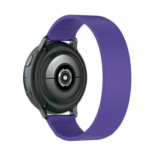 Silicone Elastic Strap, purple, on a watch, 3/4 rear view