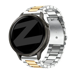 Steel Strap 'Classic', silver/gold, on a watch, 3/4 rear view