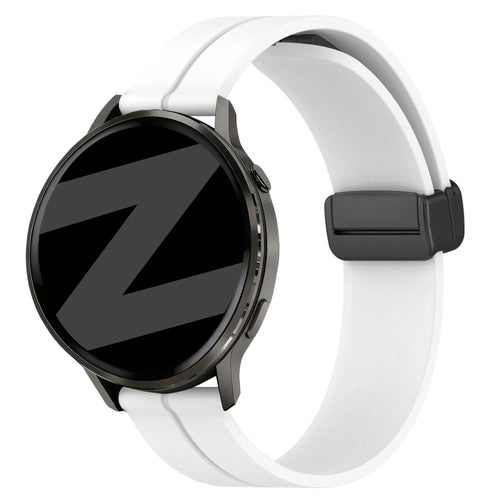 D-Buckle Silicone Strap, white, on a watch, 3/4 rear view