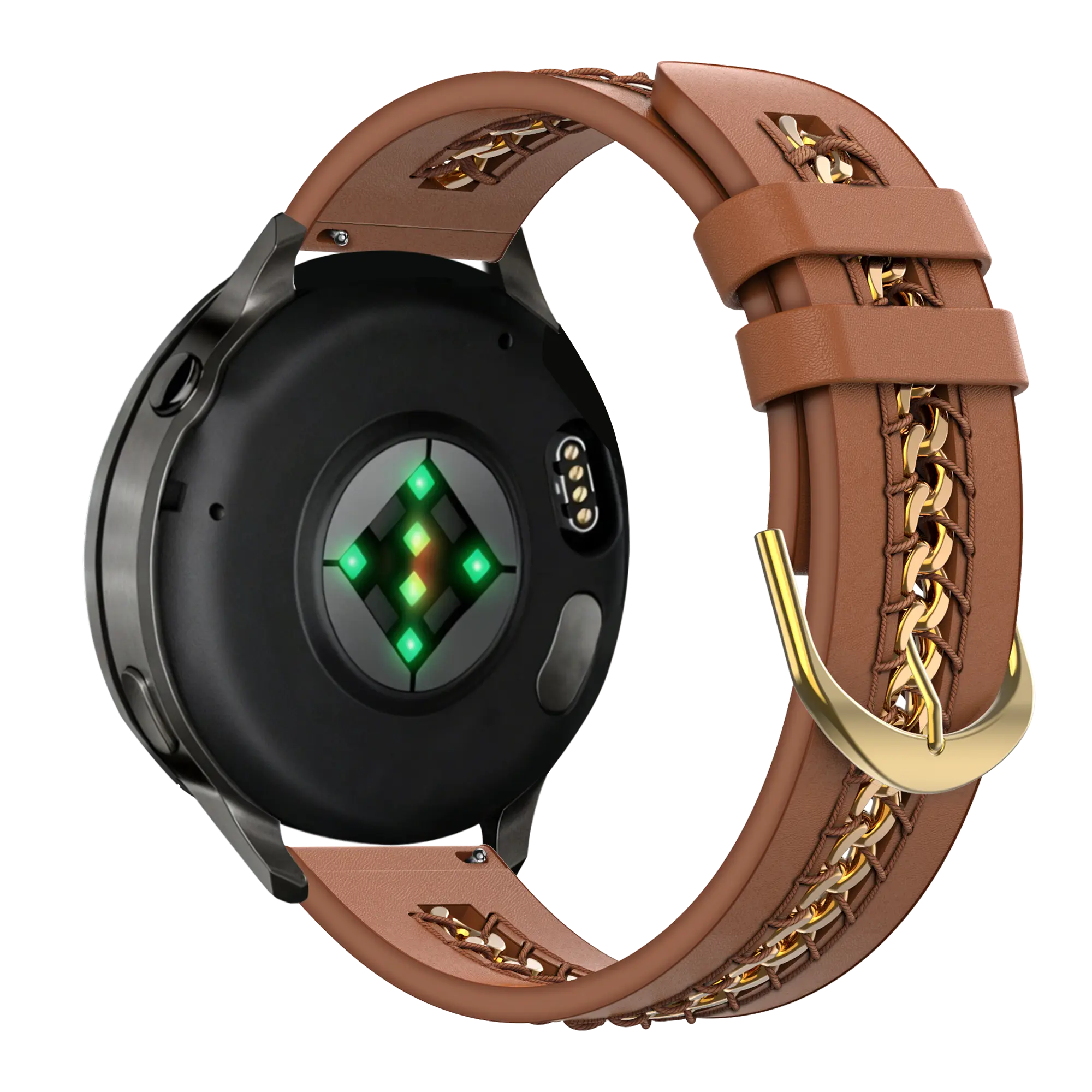 Bandz Garmin Vivomove 3 Leather Strap 'Chains' (Brown)
