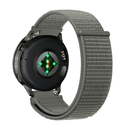 Nylon Loop Strap, grey-green, on a watch, 3/4 rear view