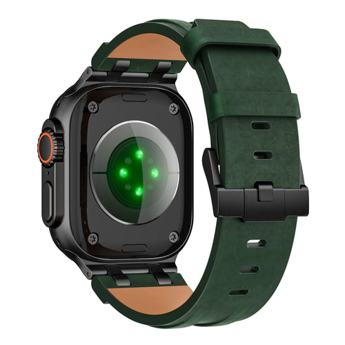 Apple Watch Ultra Solid Leather Strap (Dark Green)