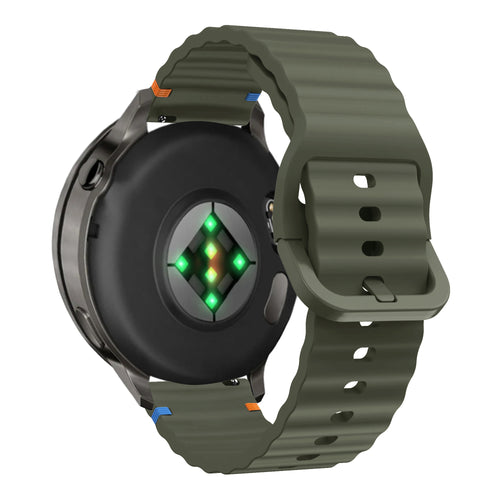 Bandz Garmin Venu 2 Silicone Strap 'Wave' (Army Green)