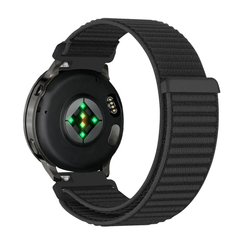 Nylon Strap 'Wave', black, on a watch, 3/4 rear view