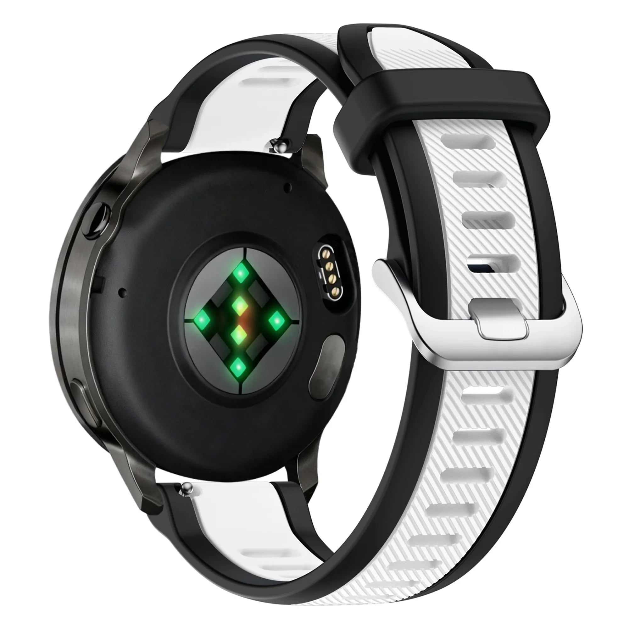 Bandz Garmin Forerunner 570 - 42mm Dual Buckled Sport Strap (Black/White)