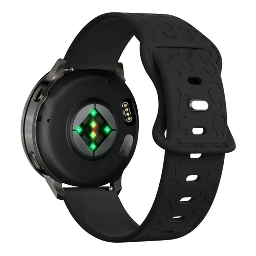 Silicone Strap 'Leopard', black, on a watch, 3/4 rear view