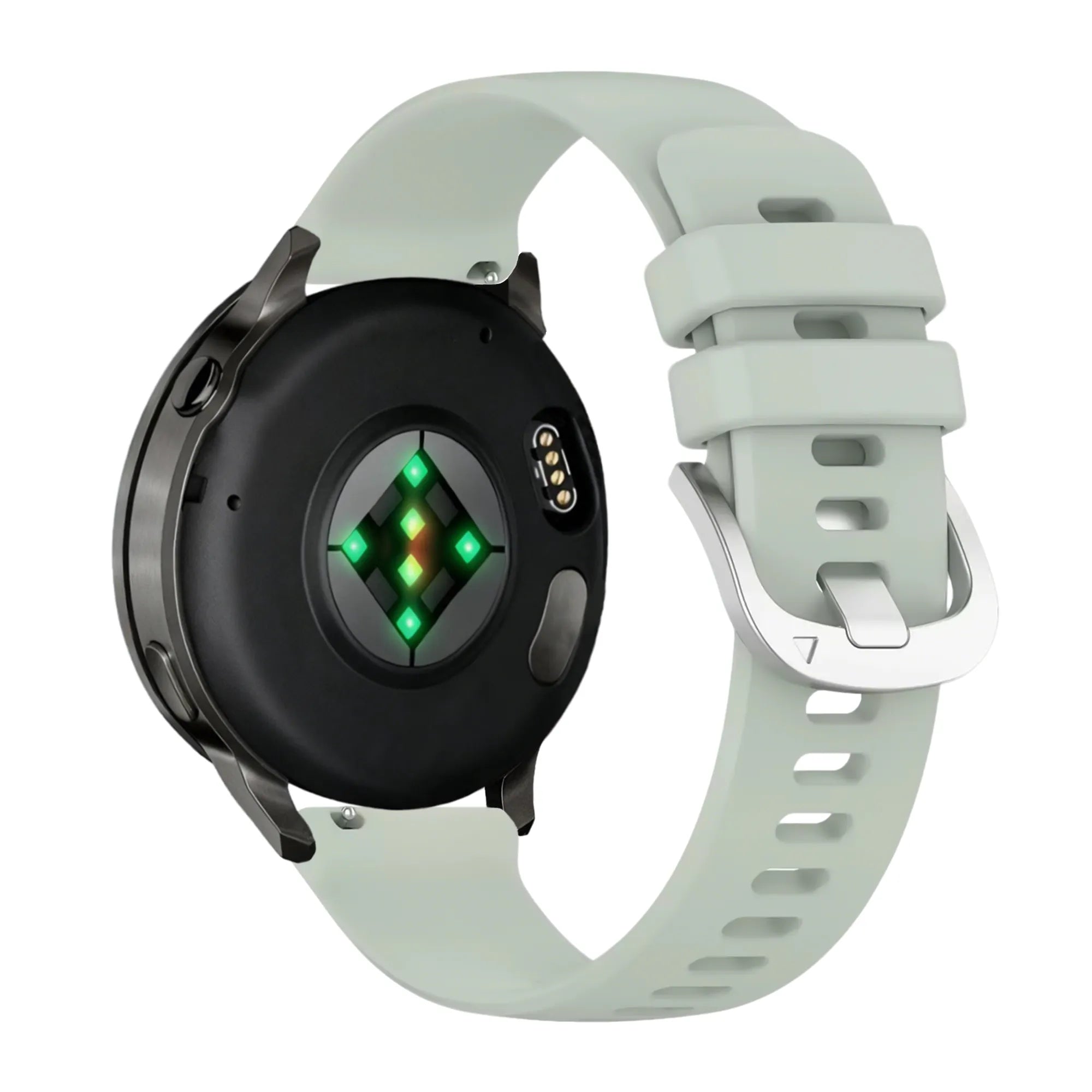 Silicone Strap 'Classic', light green, on a watch, 3/4 rear view