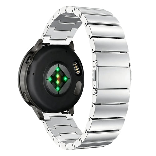 Steel Strap 'One Bead', silver, on a watch, 3/4 rear view