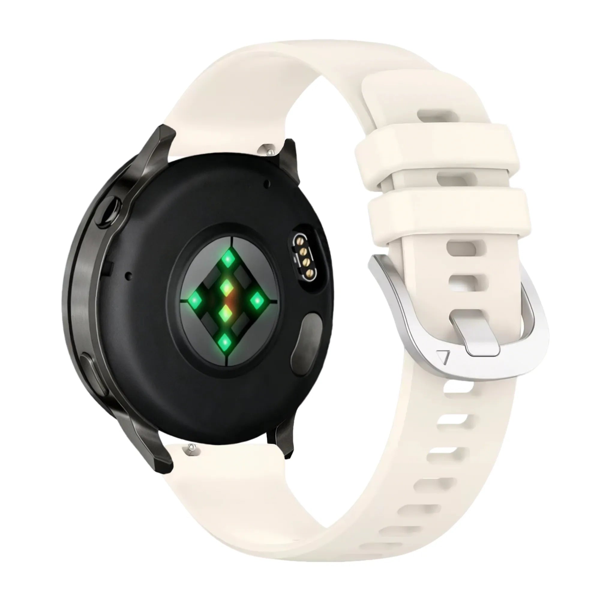 Silicone Strap 'Classic', starlight, on a watch, 3/4 rear view