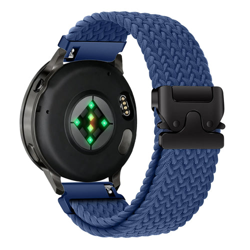 Nylon Braided Strap 'Parachute', blue, on a watch, 3/4 rear view