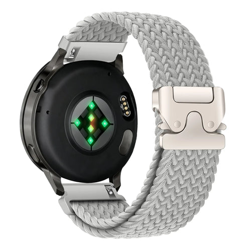 Nylon Braided Strap 'Parachute', light grey, on a watch, 3/4 rear view