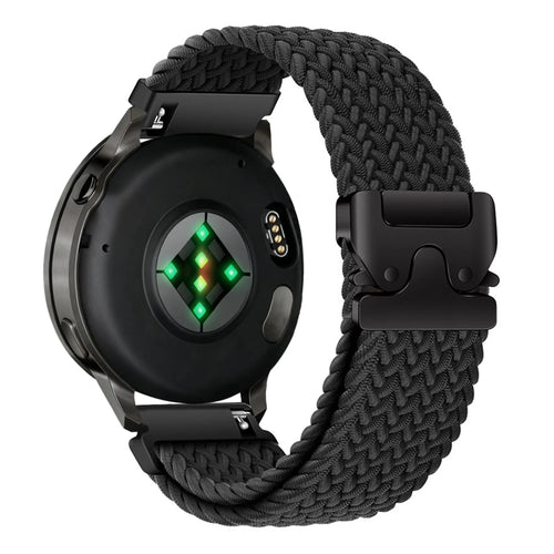 Nylon Braided Strap 'Parachute', black, on a watch, 3/4 rear view
