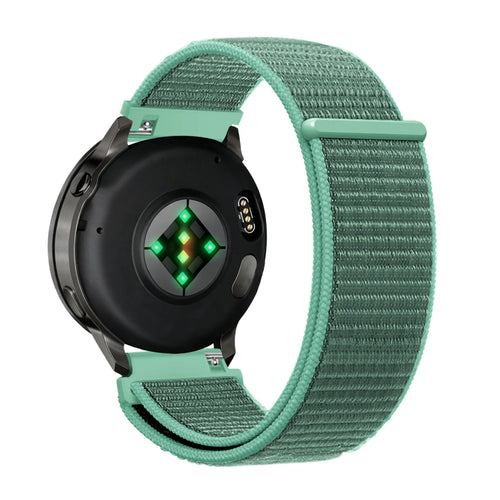 Nylon Loop Strap, mint, on a watch, 3/4 rear view