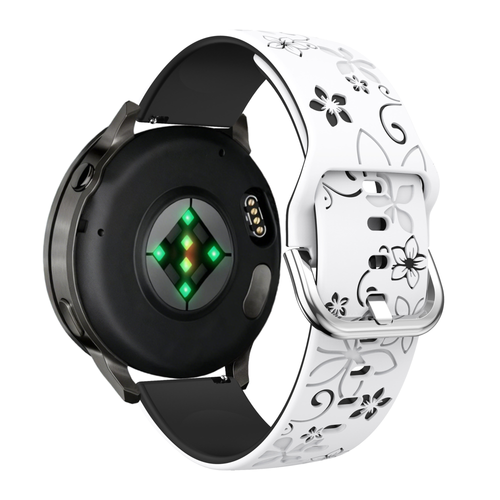 Bandz Garmin Forerunner 265s Silicone Strap 'Flowers' (White/Black)