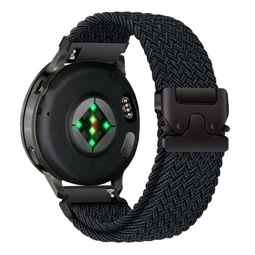 Nylon Braided Strap 'Parachute', graphite, on a watch, 3/4 rear view