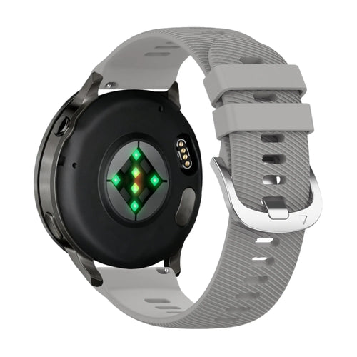 Silicone Strap 'Deluxe', grey, on a watch, 3/4 rear view
