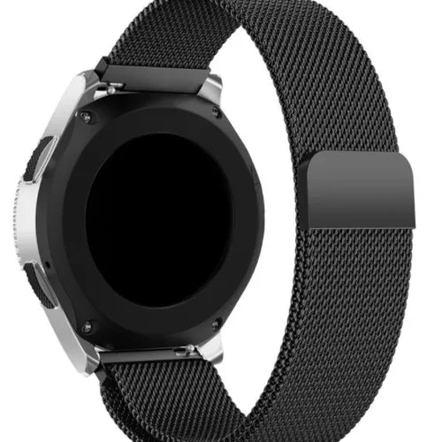 Milanese Strap, black, on a watch, 3/4 rear view