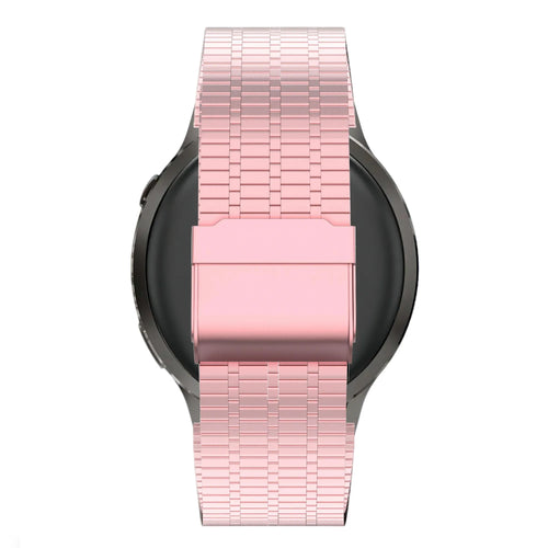Adjustable Steel Strap, pink, on a watch, 3/4 rear view