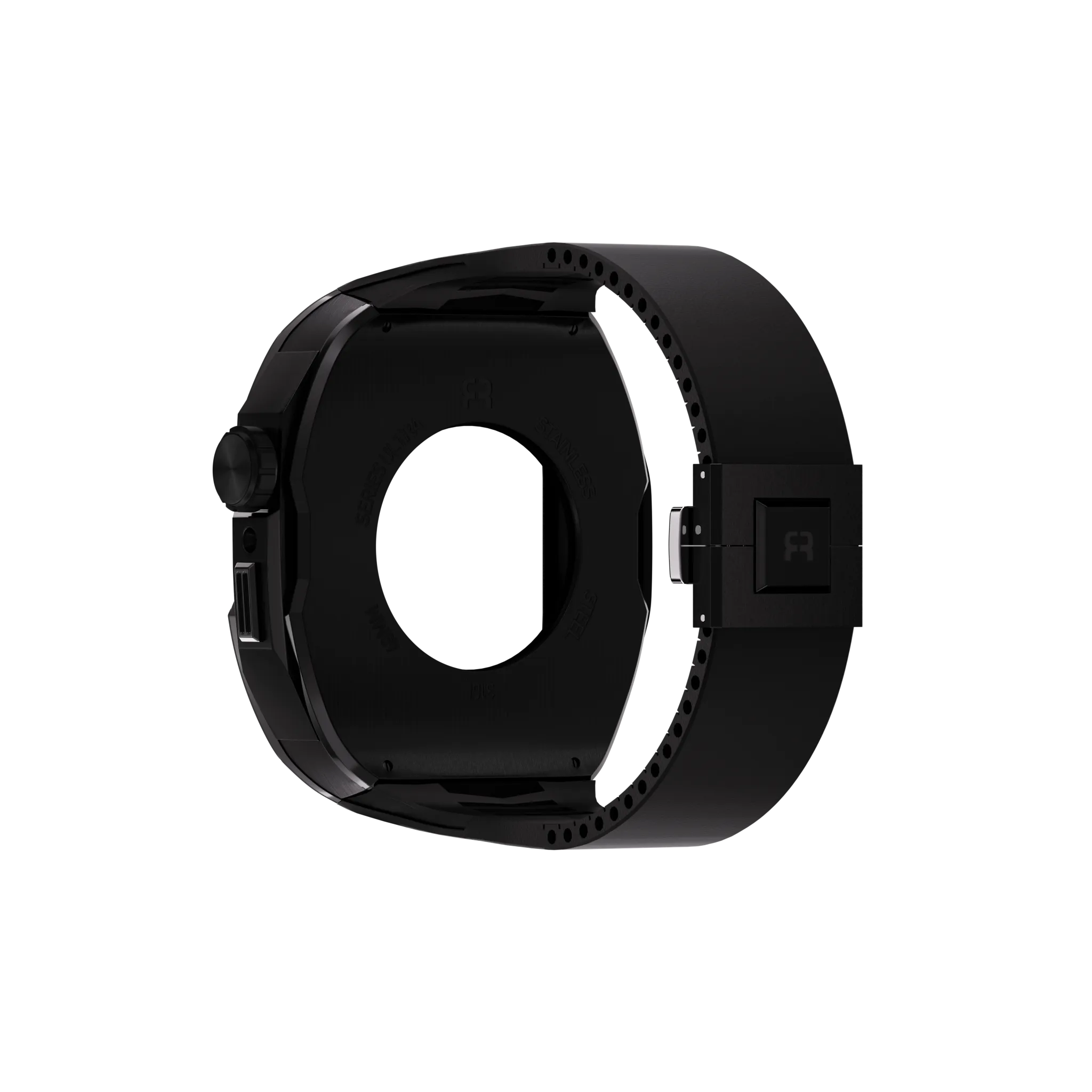 Reqior Apple Watch 45mm Case with Rubber Strap (Black)