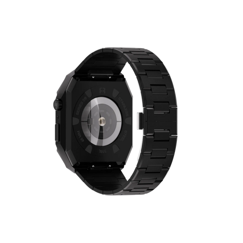 Reqior Apple Watch 45mm Case with Steel Strap 'Nautilus' (Black)
