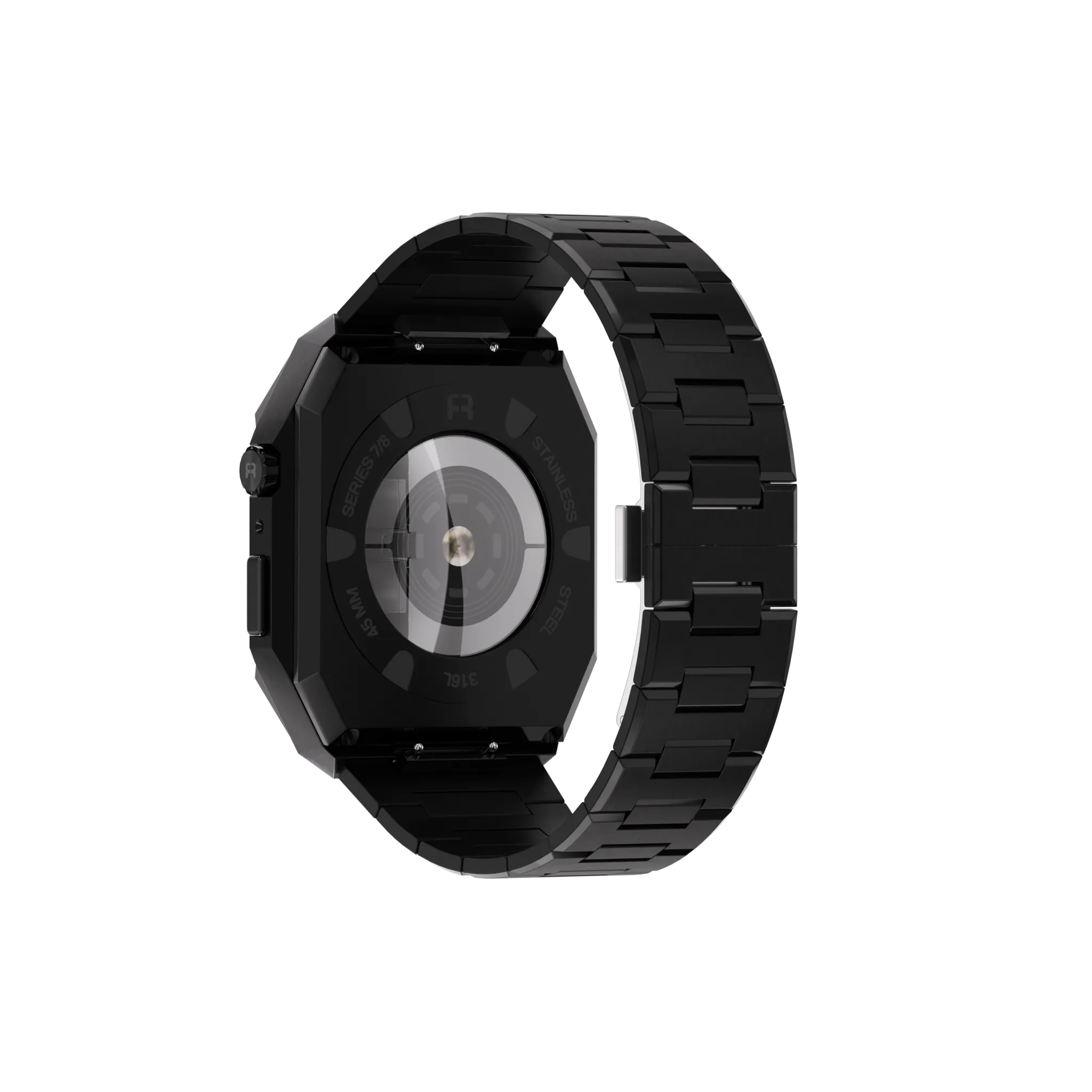 Reqior Apple Watch 45mm Case with Steel Strap 'Nautilus' (Black)