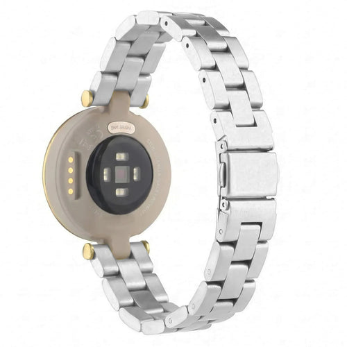 Steel Strap, silver, on a watch, 3/4 rear view